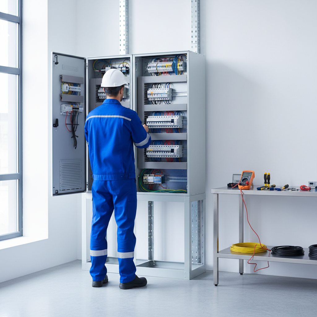 Técnico especialista revisando el cuadro eléctrico en una vivienda en Torrejón de Ardoz para emitir el boletín eléctrico