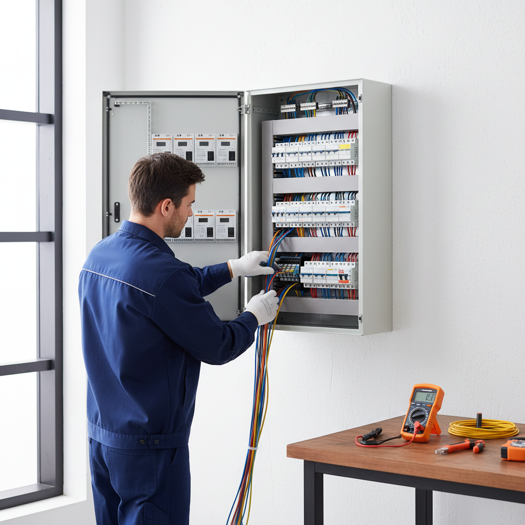 Técnico especialista revisando el cuadro eléctrico de una vivienda en Pozuelo de Alarcón