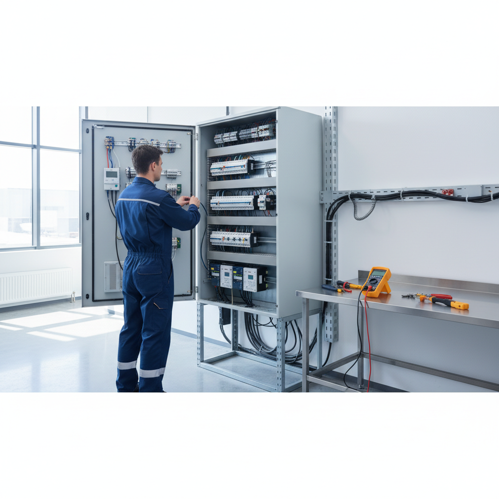 Técnico electricista realizando el diagnóstico de una avería en un cuadro eléctrico residencial en Montecarmelo