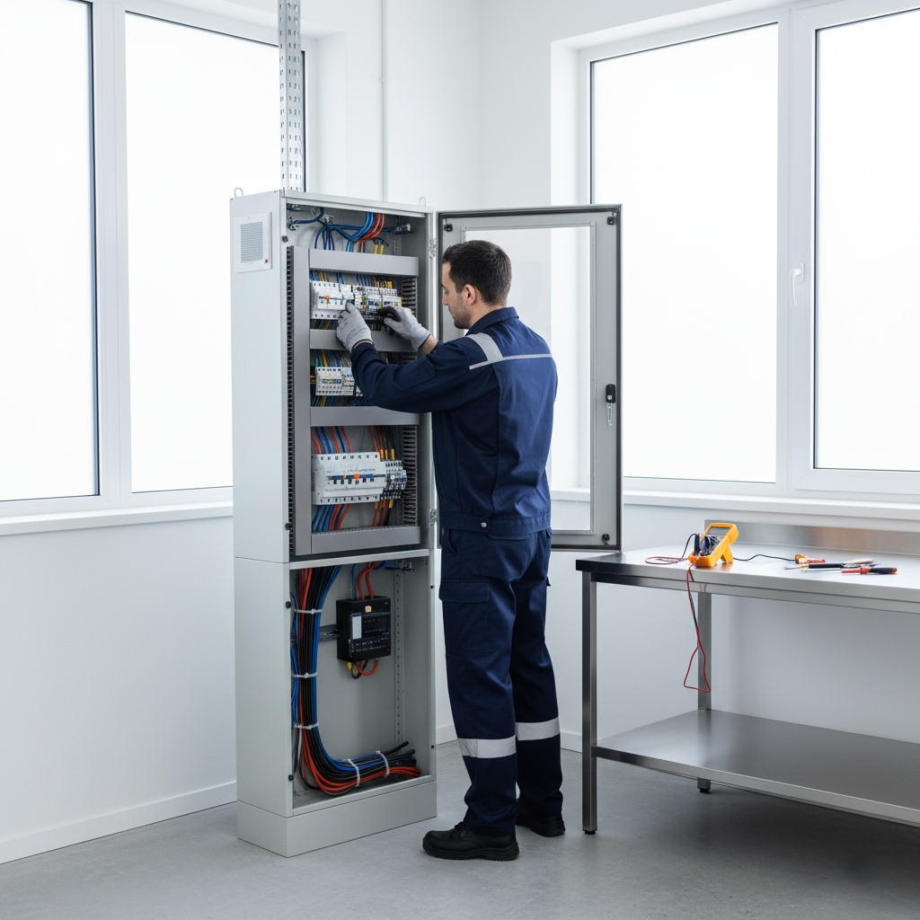 Técnico midiendo el aislamiento eléctrico de un cuadro de protección en Alcorcón